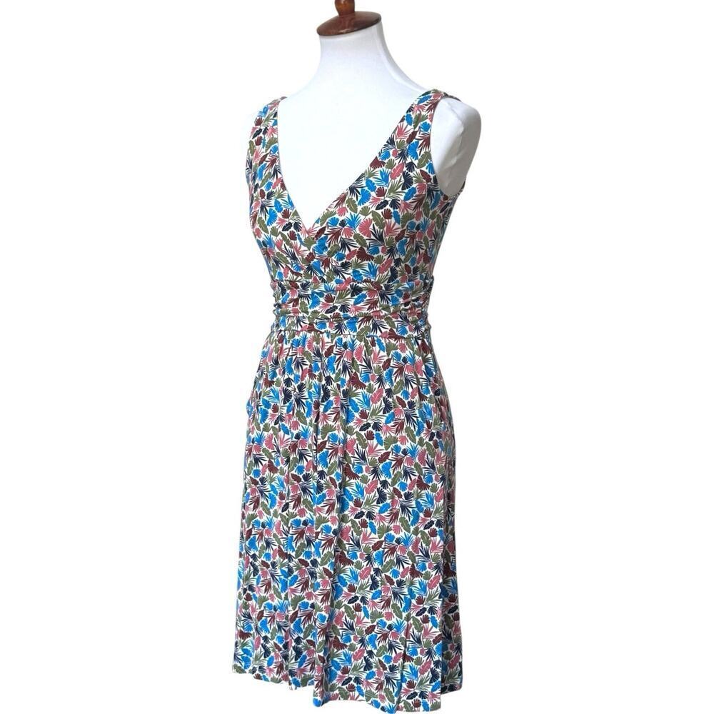 Boden Effie Palm Leaf Print V-Neck Sleeveless Midi Fit & Flare Dress Multi US 4P - Picture 5 of 16